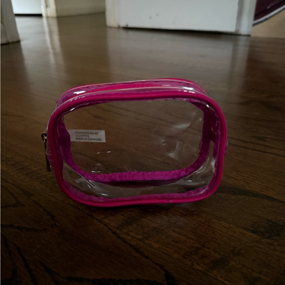 Clear Pink Trim Cosmetic Bag - Picture 2 of 2